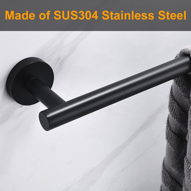 Nolimas Matte Black Bath Hand Towel Bar Single Bars Towel Rack Rod Classic Wall Mounted Stainless Steel Bathroom Towel Bar Toilet Kitchen Towel Shelf Single Layer,12inch - Image 4
